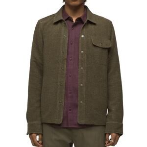 Prana IncrediWool Overshirt Men's XL Slate Green Heather Slim Fit Performance